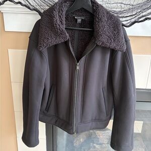 Athleta Women's Black Moto Jacket with Shearling/Teddy Collar & Lining